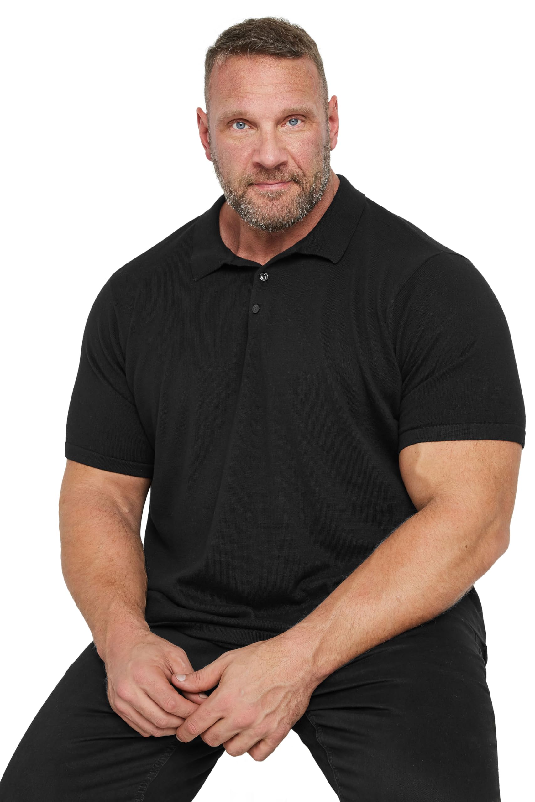 BadRhino Knitted Short Sleeve Polo Shirt - Black - XL