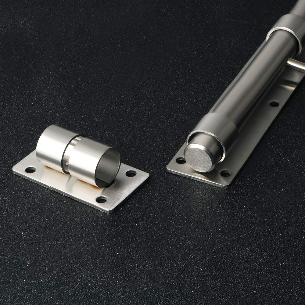 Verrou de porte coulissant Alise de 25,4 cm avec trou pour cadenas, barre de 1,9 cm de diamètre en acier inoxydable massif et nickel brossé (cadenas non inclus)