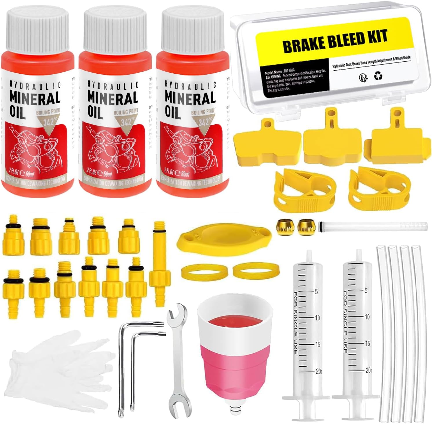 Hydraulic Disc Brake Bleed Kit for Shimano,TEKTRO,MAGURA, Bicycle Fluid Hydraulic Disc Brake Bleed Kit, Including Mineral Brake Fluid(180ml)