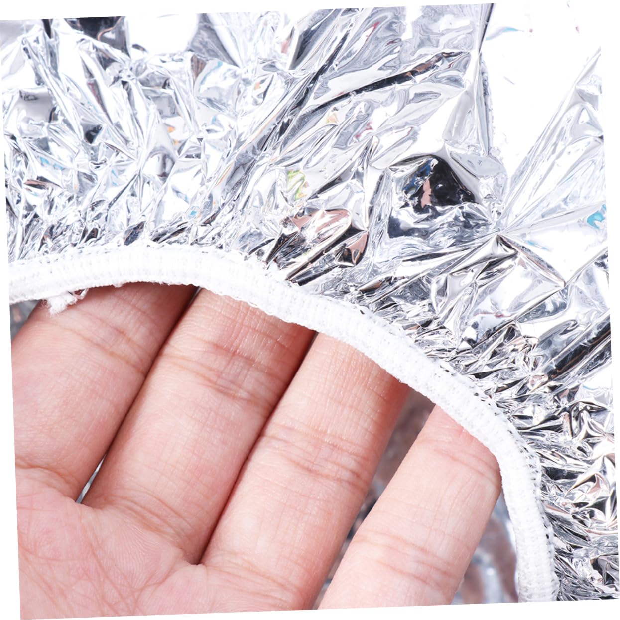 20pcs Aluminum Foil Hair Caps for Home Salon Heat Insulation Hair Styling Caps Elastic Edge Silver for Spa and Color Treatments