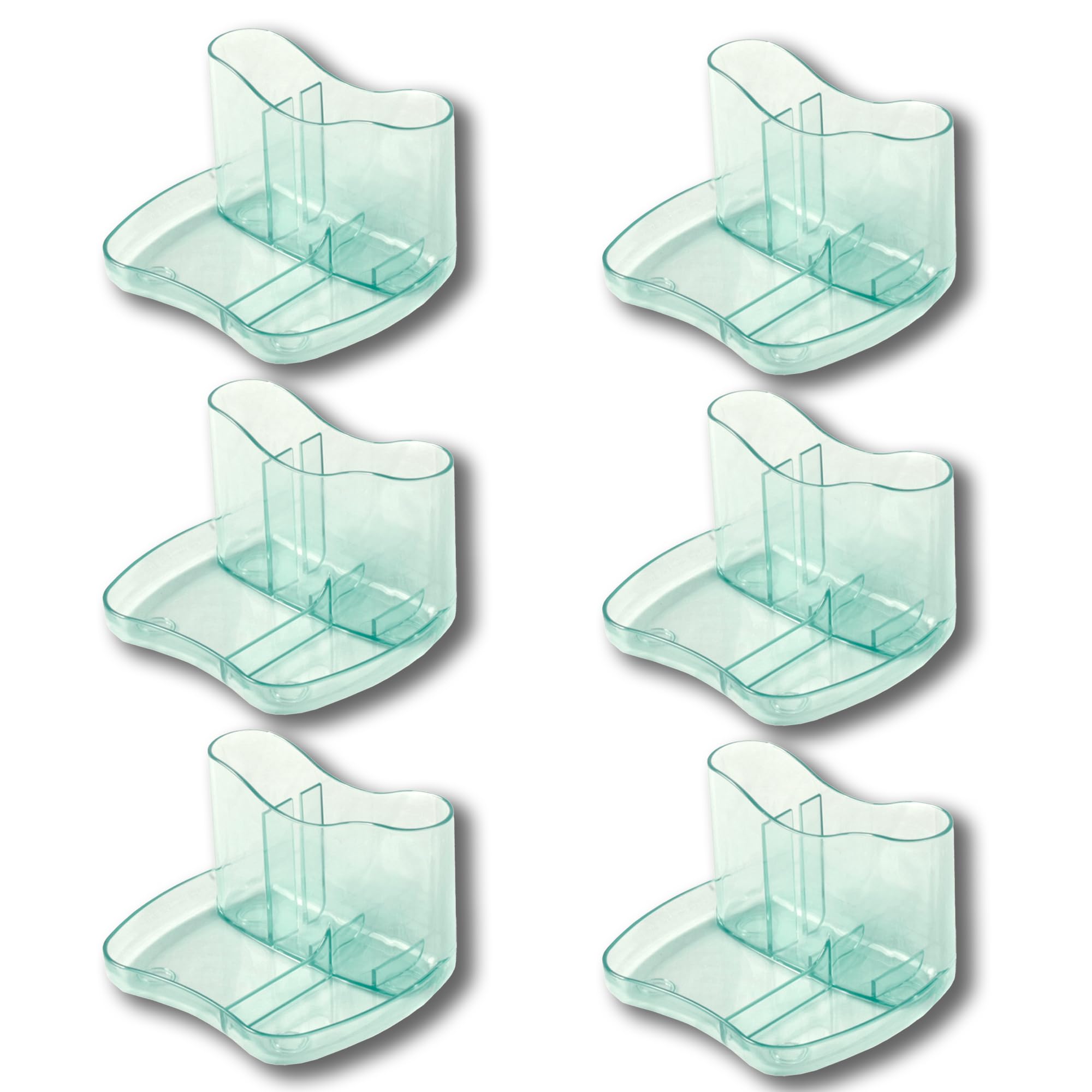 Deflecto Kaddymaster Pen Pot & Desk Tidy Ice Green - Pack of 6 - Pen Holder For Desk Organiser - All-in-One Pen Pots For Desk Tidy Organiser Set - Pencil Pot For Desk Accessories - Desktop Organiser