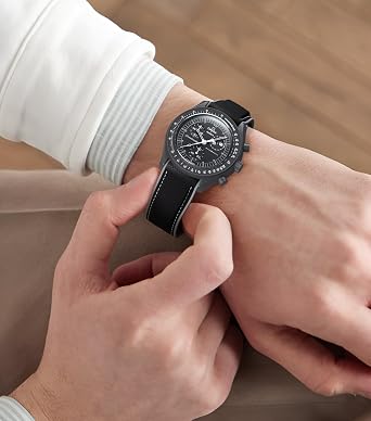 Strap for Omega x Swatch MoonSwatch Watch, 20mm Folding Buckle Compatible Curved No Gap Replacement Strap for Swatch Omega Men Women