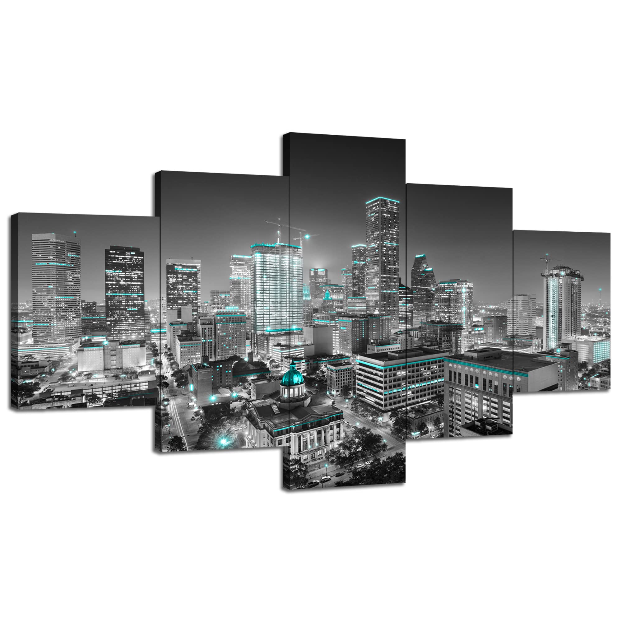 Wall Art Houston City Canvas Print Houston Skyline Photo Black and White Houston Texas Poster for Living Room Picture Frame Houston Painting Office