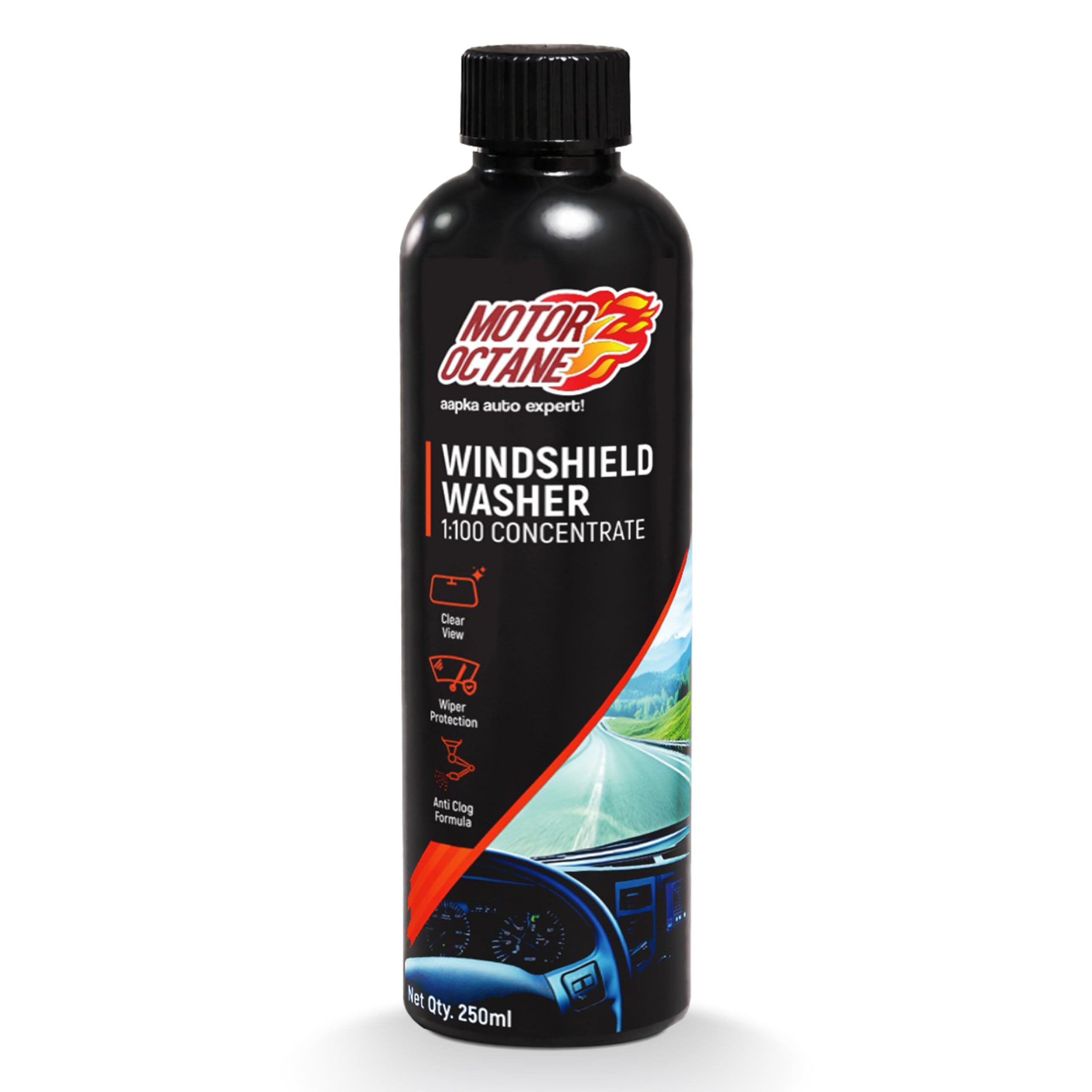 Windshield Washer Fluid Concentrate for Car| 250ml (275g) | Streak-Free Glass Cleaning | Removes Dust, Bugs & Road Grime | 10ml Dilution per 1L Water | Safe for Wiper Blades & Car Glass