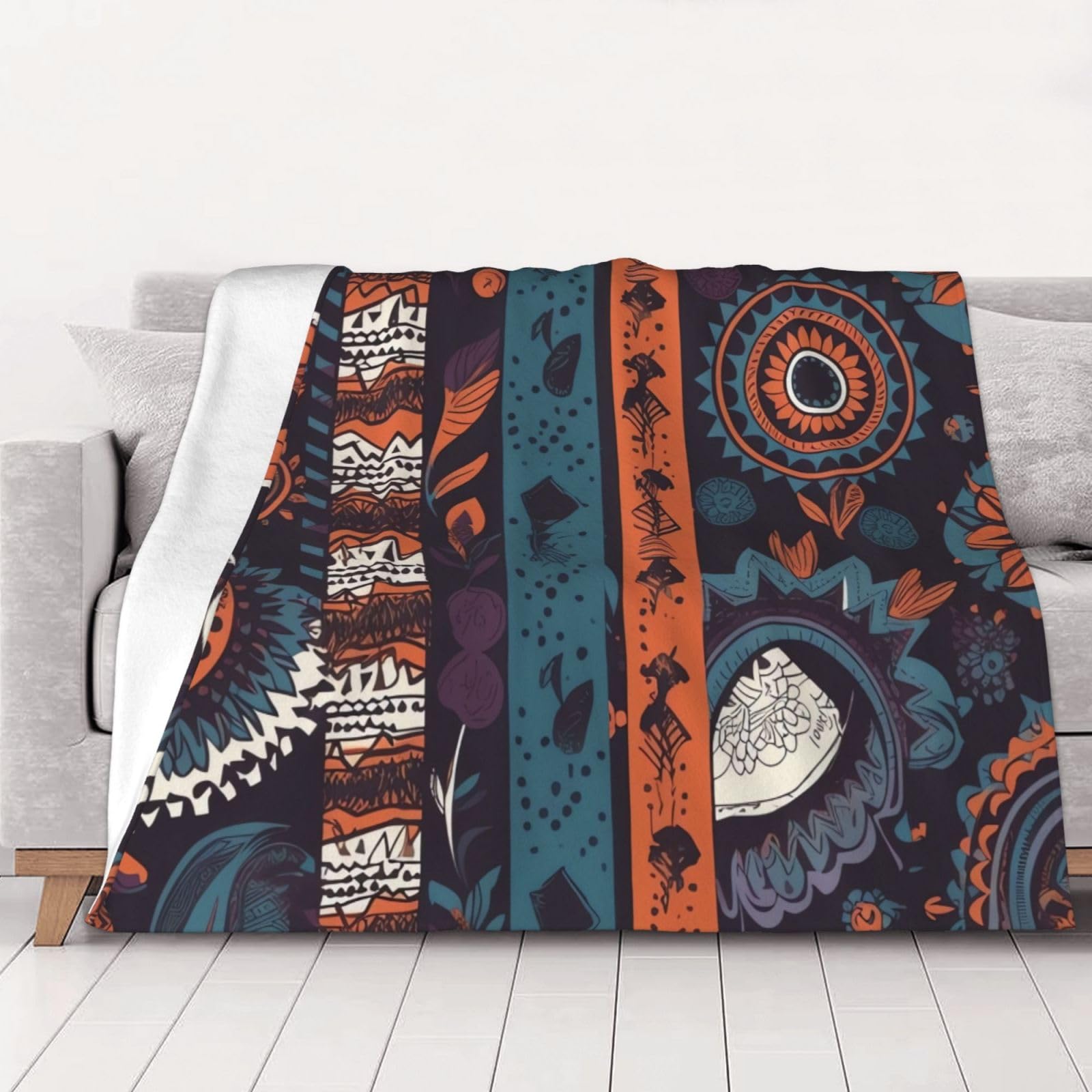 Couverture en flanelle punk folk 152x203 cm chaude pour lit et canapé