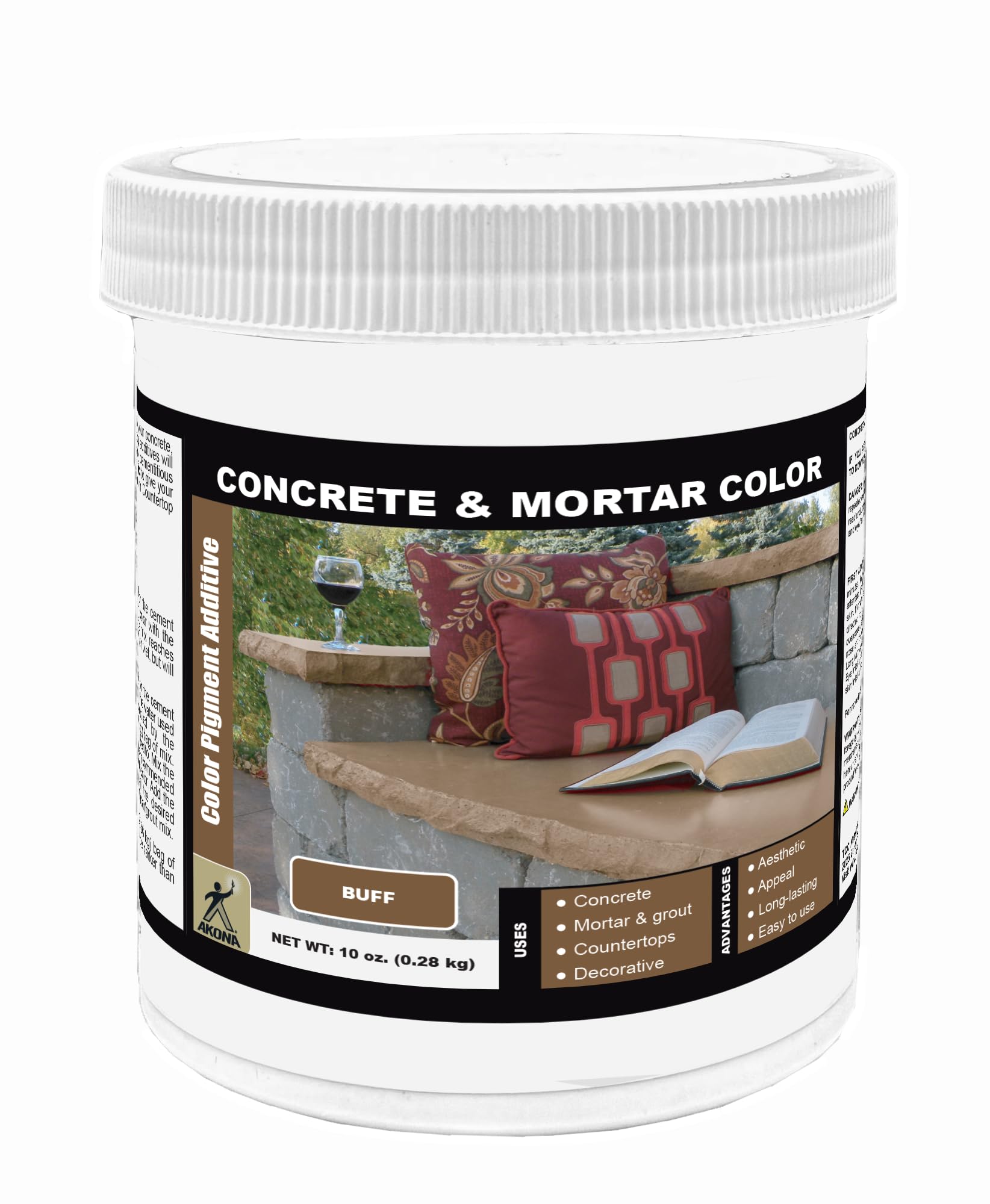 Akona Concrete & Mortar Color - Pigment Powder, Color & Dye Concrete, Ready to Use, Add to Mix, Synthetic Iron Oxide (10 Ounce, Buff, 1)