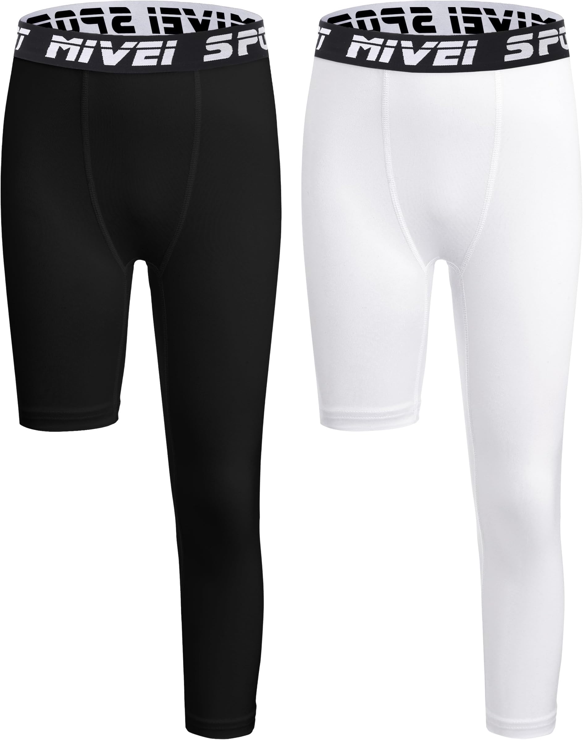 Youth Boys One Leg Compression Pants Basketball Leg Sleeve Girls Single Tights Kids 3/4 Leggings Sports Base Layer