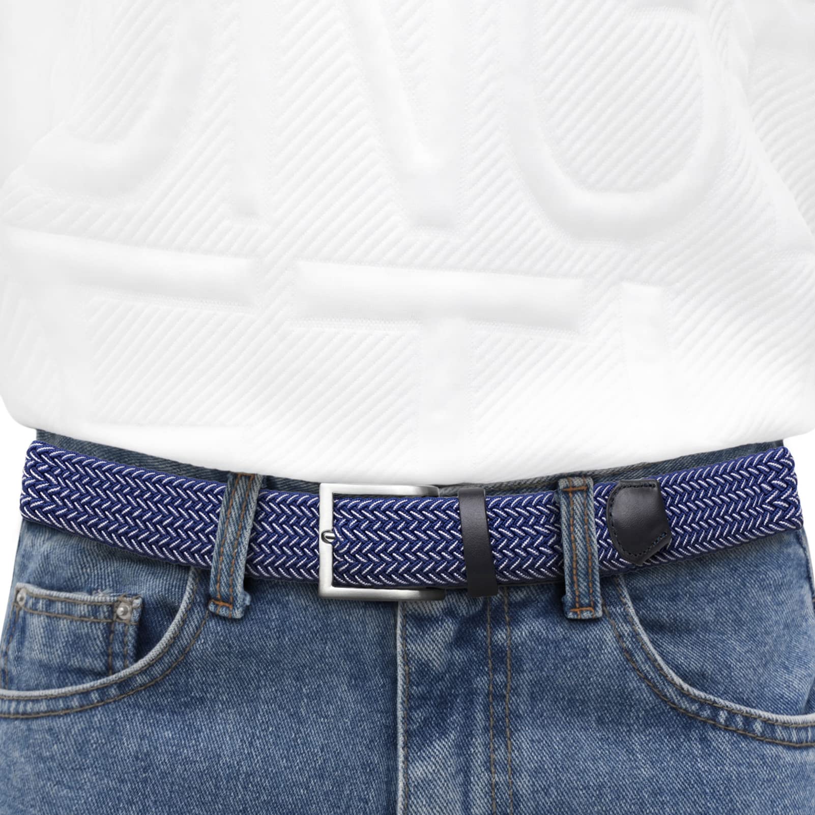 TOUGERJOY Mens Stretch Belt, tessuto elastico intrecciato Web Belt Casual per Golf Pantaloni di caccia Jeans