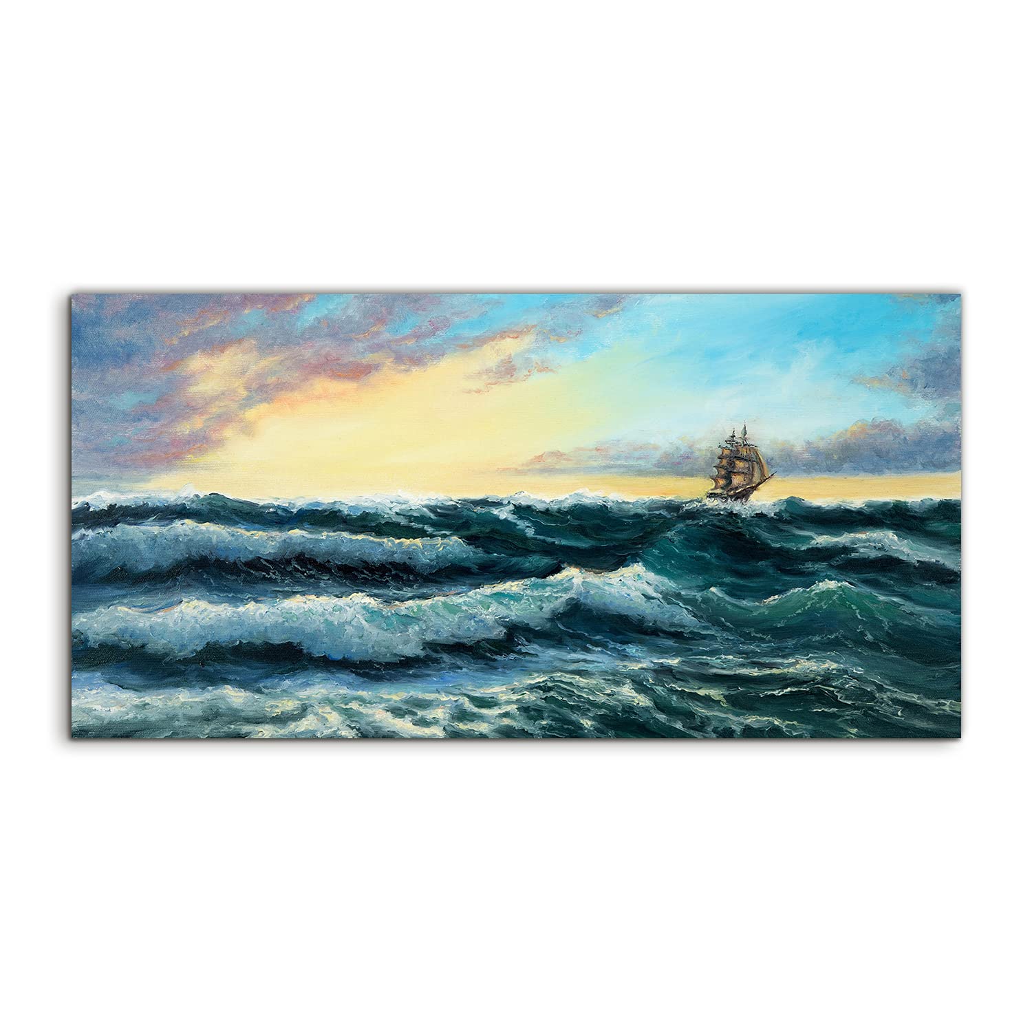 Tableau acrylique 120x60cm ocean ship storm pour dynamiser un mur blanc vide - 8