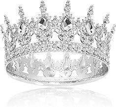 Full Round Baroque Crown Tiara Crystal Queen Tiaras, Wedding Tiara, Vintage Princess Crown, for Birthday, Princess Party, Costumes