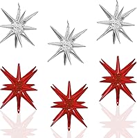 Vista 16 de 6 Globos de Papel de Aluminio con Forma de Estrella Negra de Una Pieza, Globo de Estrella de 14 Puntas 4D Cono Starburst de Mylar de 22 Pulgadas