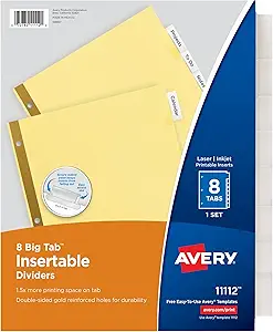 Avery 8-Tab Binder Dividers with Big Tabs (11115)