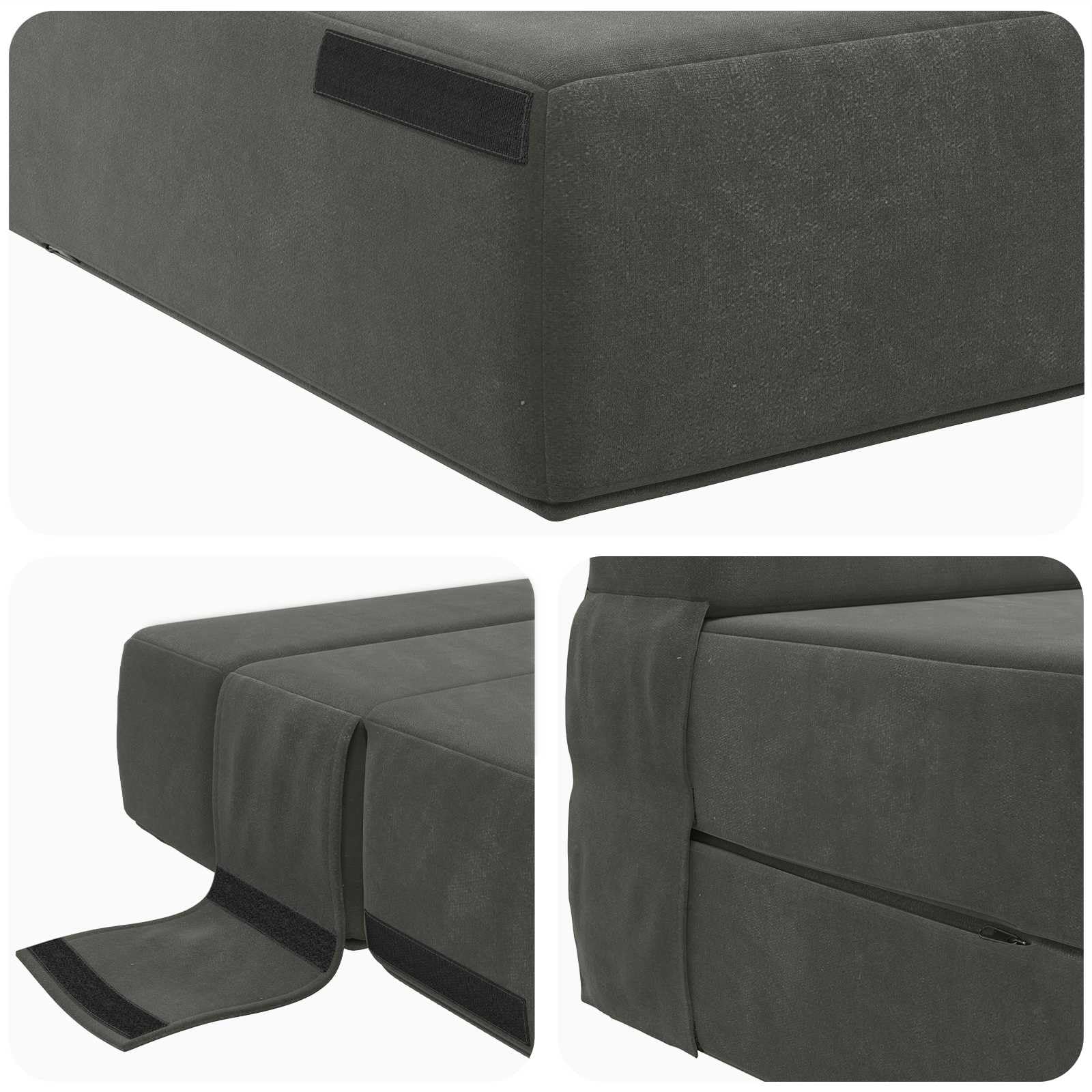 Łóżko składane w kolorze ciemnoszarym, 100 x 80 x 60 cm, tkanina, sofa 2 w 1, sofa z funkcją spania i lounge, nowoczesne wzornictwo, zajmuje mało miejsca, zdejmowany pokrowiec, idealny do