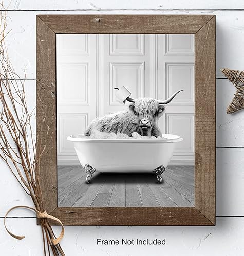 Miniatura 8 de Bathroom Wall Art & Decor - Highland Cow Country Bathroom Decor - Farmhouse Bathroom Pictures - Cute Bathroom Accessories - Funny Restroom Sign -