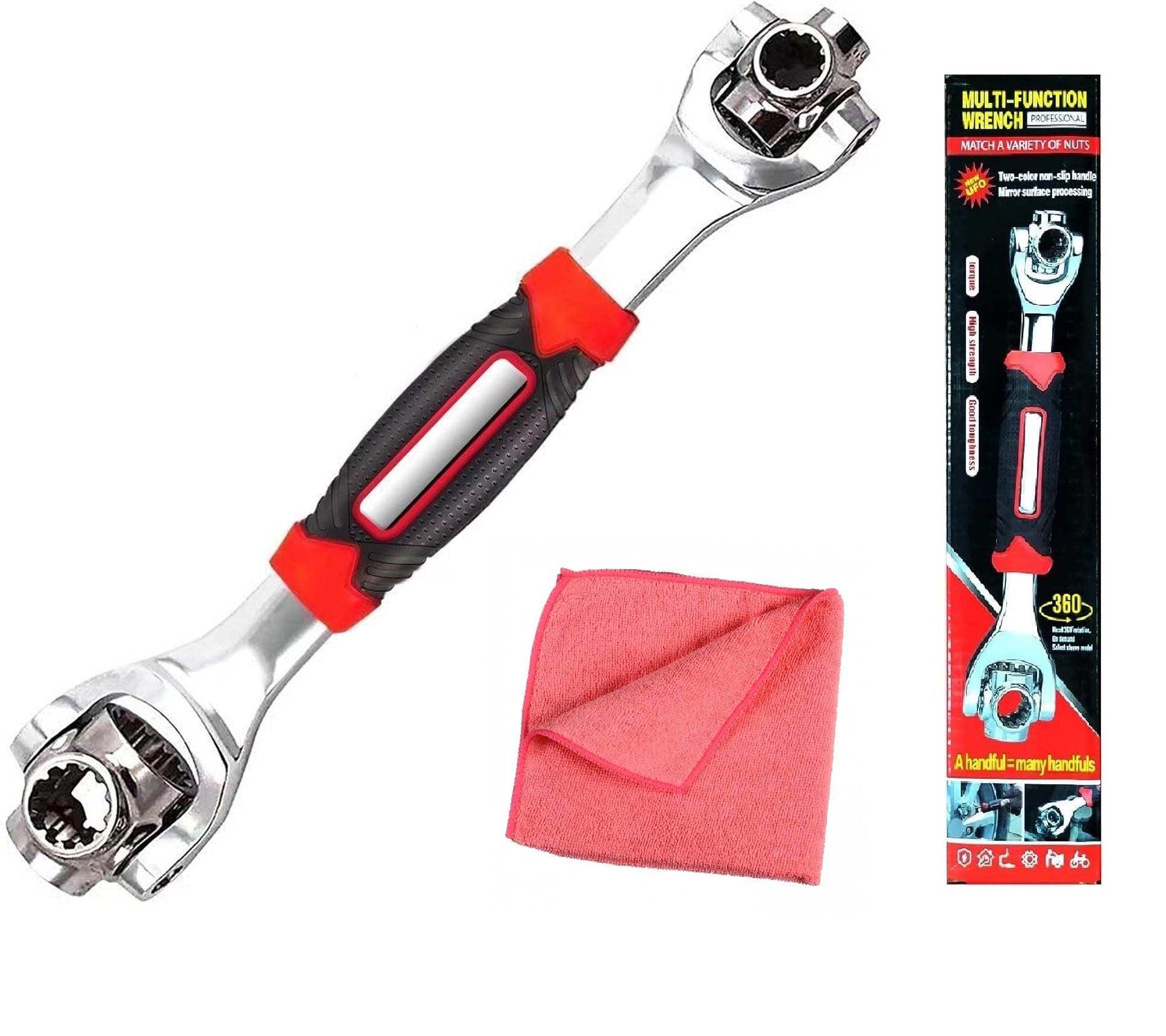 SARCHASE Universal Wrench 8 in 1 Multifunction Socket Wrench Tool with 360 Degree Rotating Head, Chrome Vanadium Steel Spanner Tool for Home and Car Repair with Cotton Cleaning Cloth (B0DD7RRVMX) Amazon Price History, Amazon Price Tracker