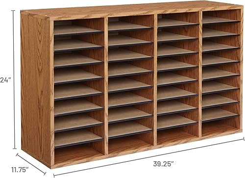 Vista 33 de Safco 9422GR - Organizador de papel y literatura ajustable de madera, 16 piezas ajustables, construcción duradera apilable, hogar, oficina, correo