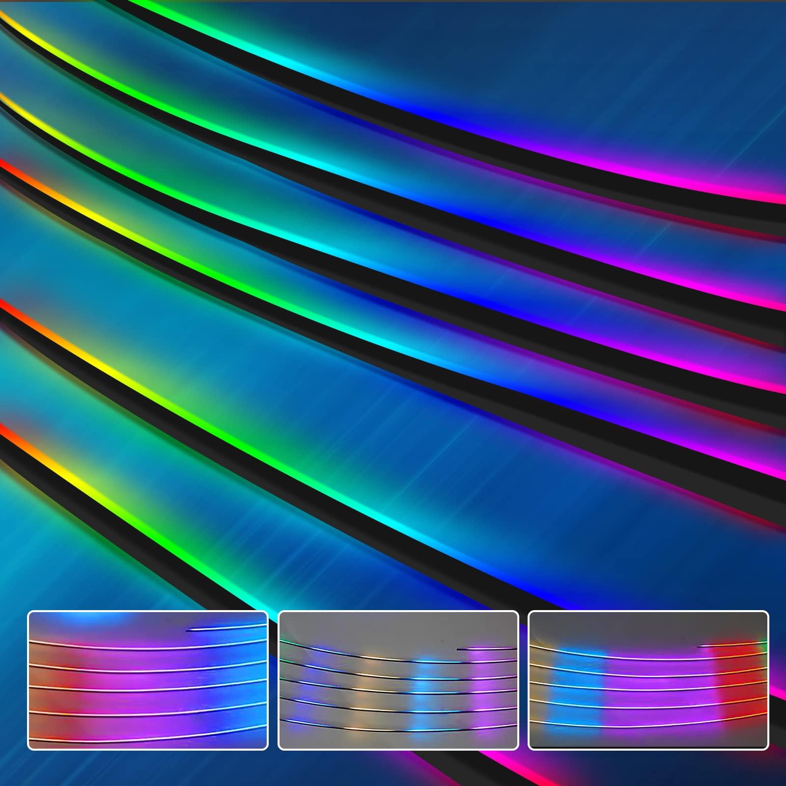 Dreamcolor Acrylic Interior Car Light Automotive Ambient Light Kits with APP Control 16 Million Color Fiber Optic Car LED Strip Light (43inch Light Strip)