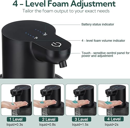 Miniatura 2 de Paquete de 2 dispensadores automáticos de jabón, dispensador automático de jabón líquido sin contacto, dispensador eléctrico montado en la pared,