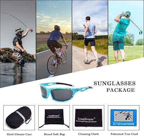 Miniatura 6 de Long Keeper Gafas de sol deportivas polarizadas para mujeres y hombres, para correr, conducir, pesca, envolventes, senderismo, gafas de sol