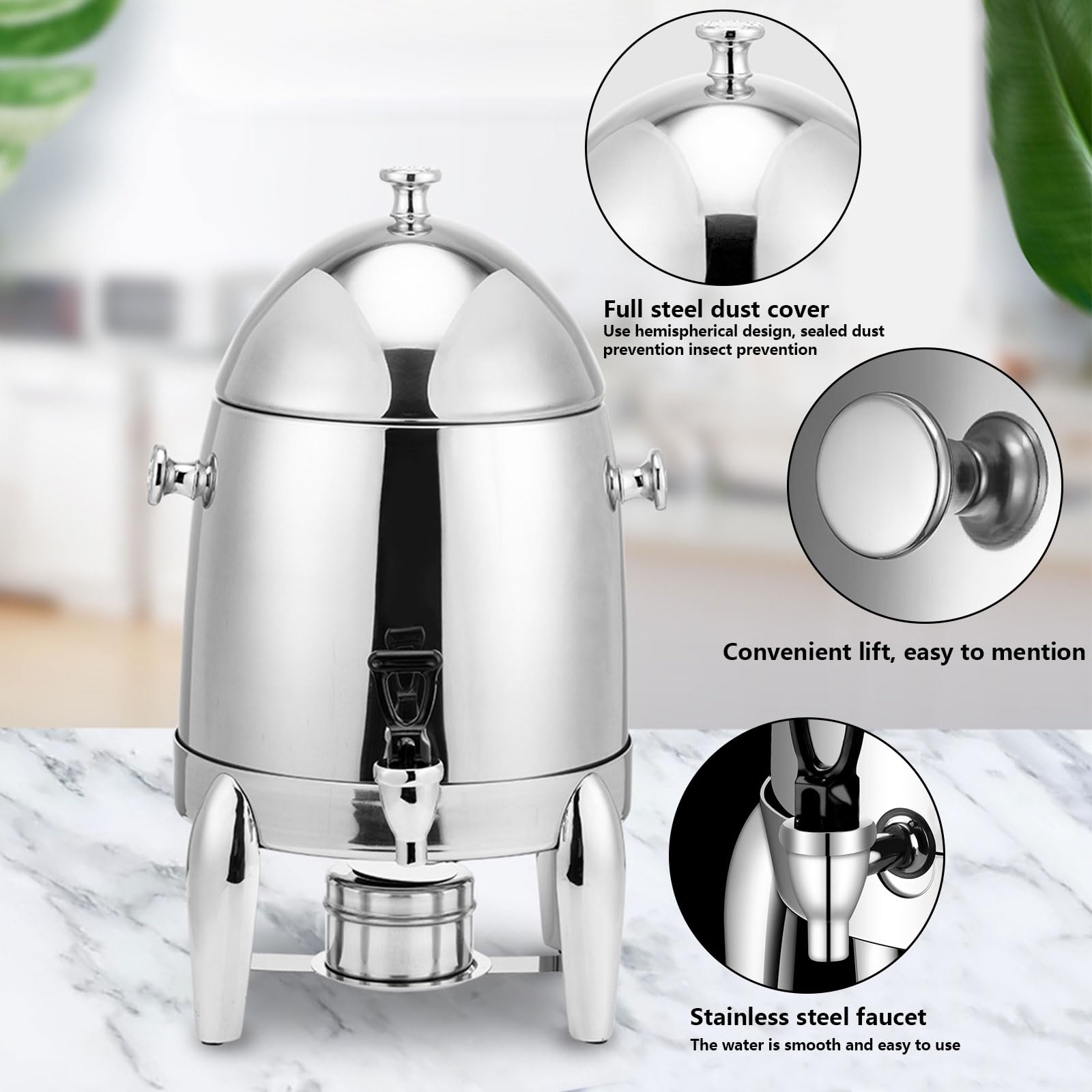 AIZYR Dispensador De Café Frío Y Caliente De Acero Inoxidable Dispensador De Bebidas Dispensador De Jugo Urna De Café con Espiga, Dispensador De Leche para Fiestas Buffet Catering