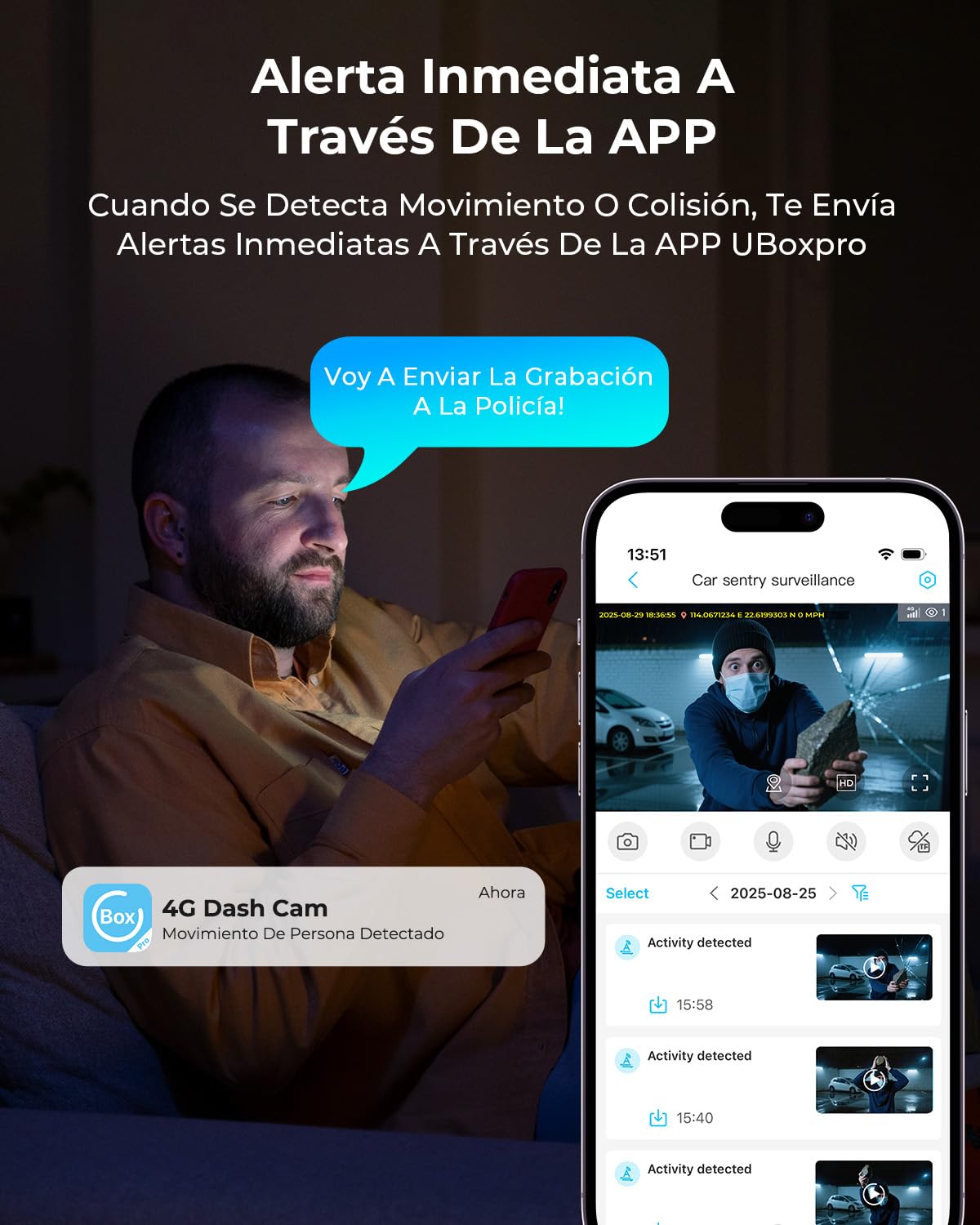 4G LTE Dash CAM para Coche 2K+1080P, Modo de Estacionamiento 24/7, GPS, OBD, Sensor G, App Alertas y Vista en Directo, Visión Nocturna, Grabación en Bucle, Tarjeta SD 32GB Incluida