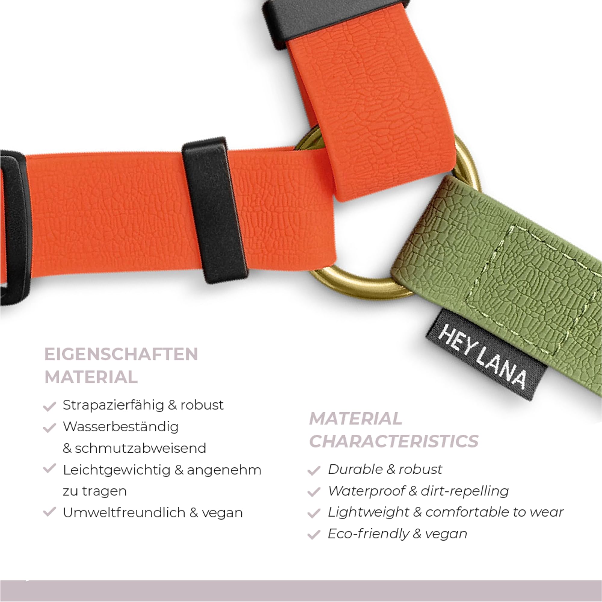 Pettorina per cani impermeabile, regolabile in 5 direzioni, Made in Germany, per razze da piccole a molto grandi, accessori per cani (M, arancione/verde)