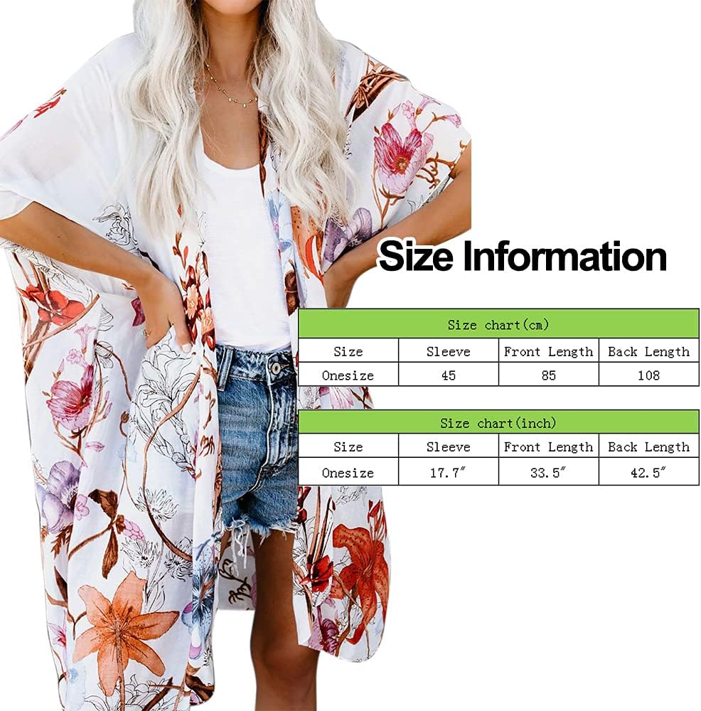 Jayscreate Women's Chiffon Kimono Cardigans Lightweight Batwing Summer Casual Long Boho Sheer Cardigan for Women Coverup Tops - Image 7