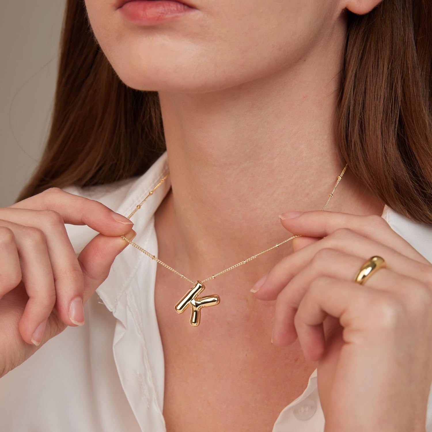 Bubble Letter Necklace Gold, 14k Gold Plated Balloon Initial Necklaces for Women Trendy, Dainty Personalized Name Initial Pendant Letter Charm Necklaces Women Trendy Stuff Gold Jewelry Christmas Gifts - Image 3