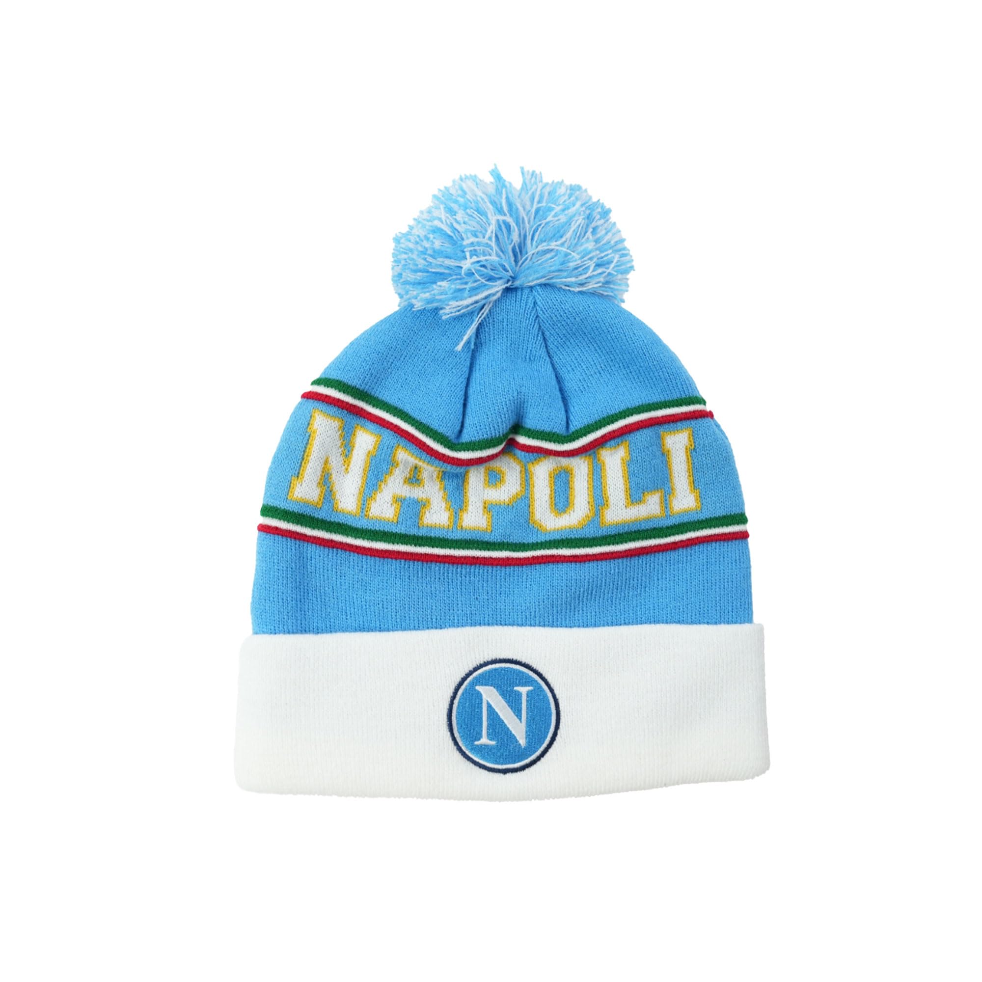 Beyond Happy Napoli Football Ski Hat – Heavy Knit Beanie Embroidery, One Size, Unisex, Blue and White GLI Azzurri Hat