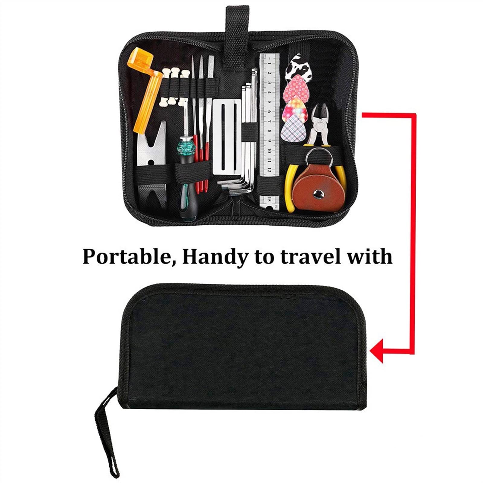 Gitara Naprawa Zestaw Narzędzi Do Czyszczenia Konserwacji Z Kostkami Do Gitary String Winder Bridge Pins Ściągacz Profesjonalny Narzędzia do Gitary