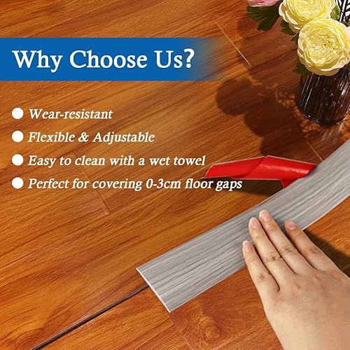 Miniatura 55 de Tira de transición de suelo, tiras autoadhesivas para suelos laminados, tira divisora plana de vinilo de 2 pulgadas de ancho, diseño elegante de Gris