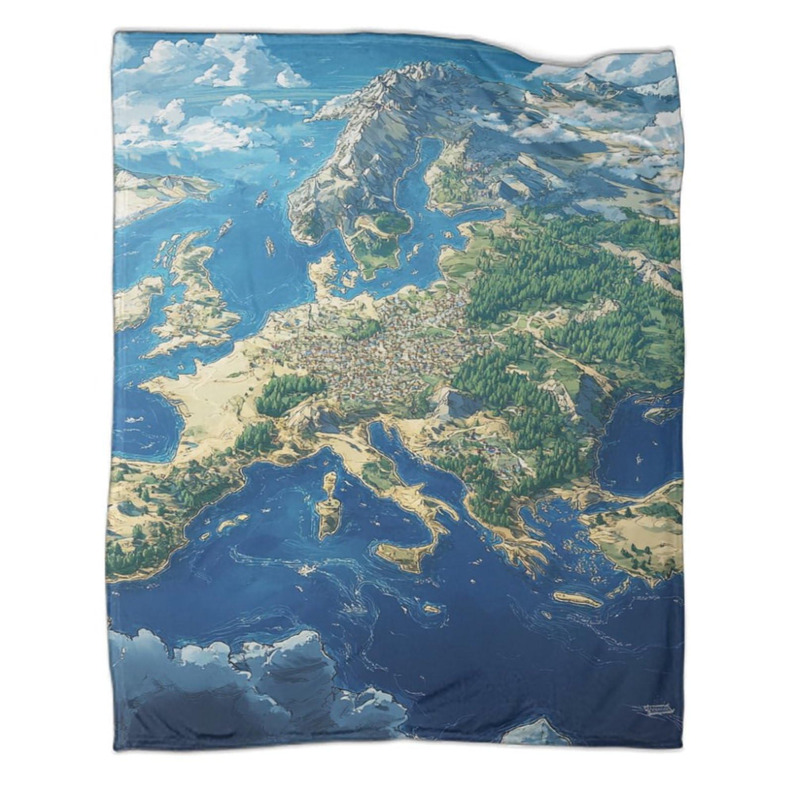 Couverture carte européenne 100x130 cm douce et chaude pour lit et salon