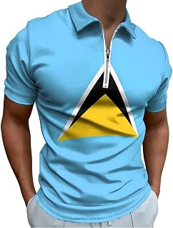 Mens Zip Short Sleeve Polo Shirts Classic Golf Tee Tracksuit T-Shirt for Athletic Casual