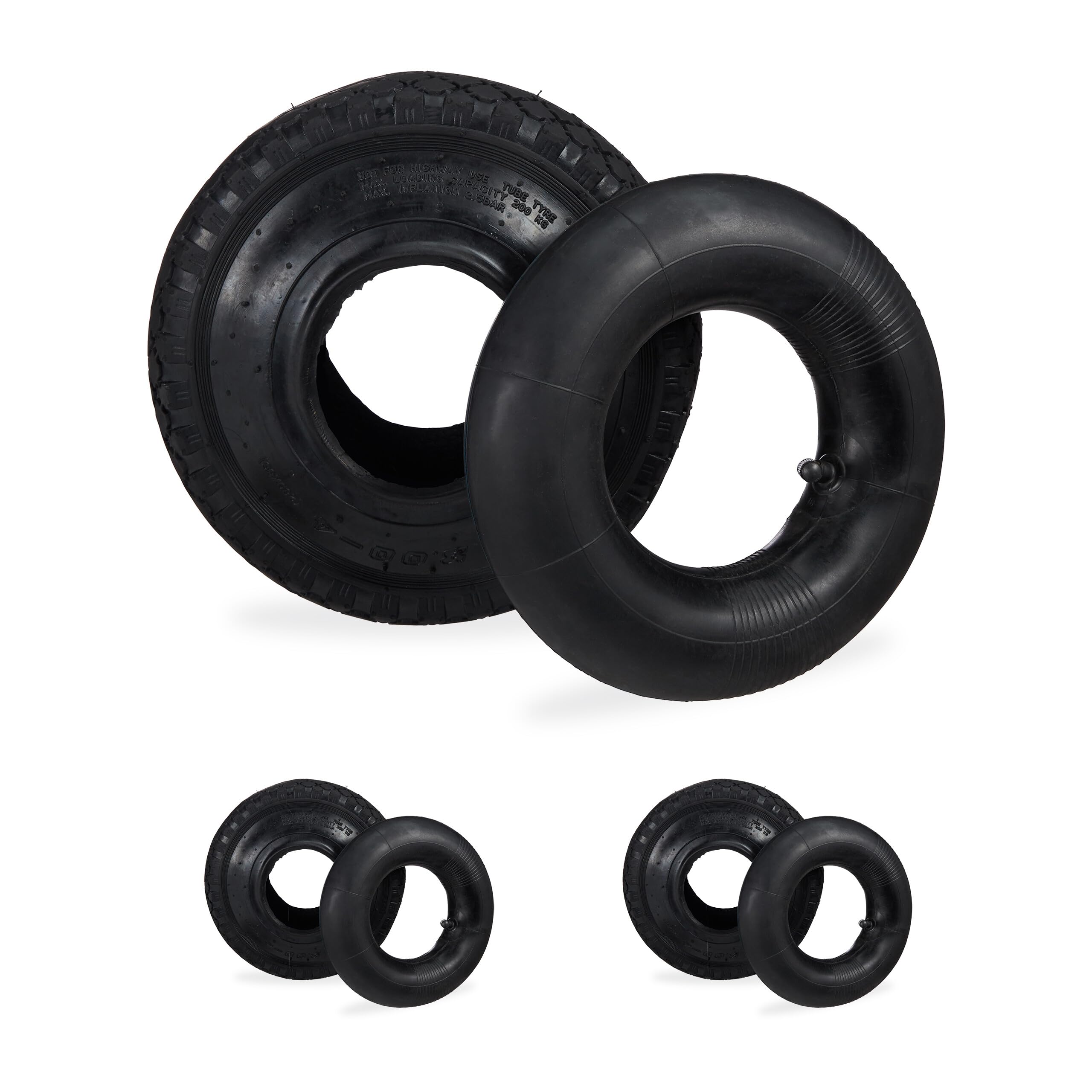 Pneu de rechange 3.00-4 pour roue de diable Relaxdays robuste charge 200 kg max noire