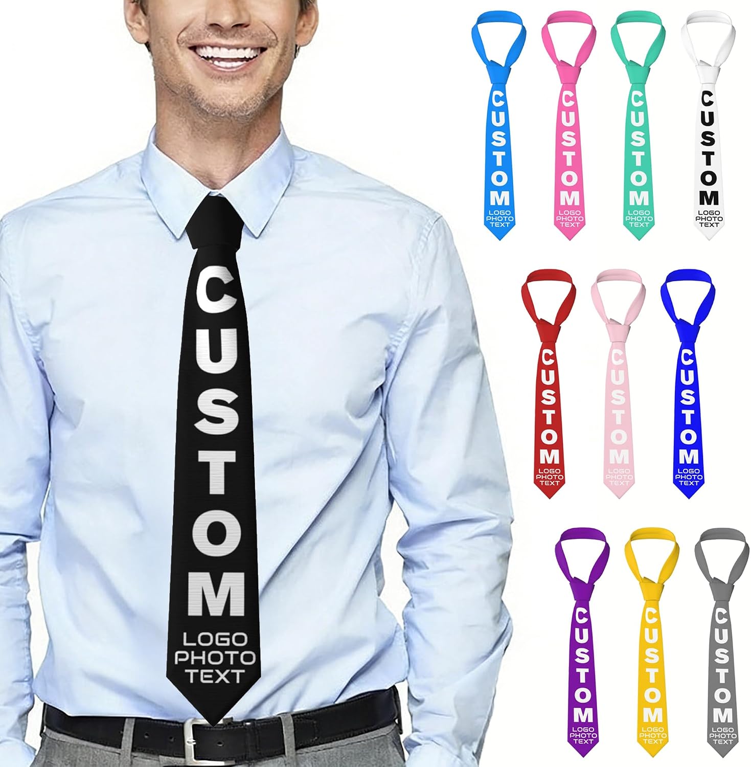 Custom Neckties Personalized Tie With Face Picture Name Customized Necktie For Men Funny Valentine's Day Gift