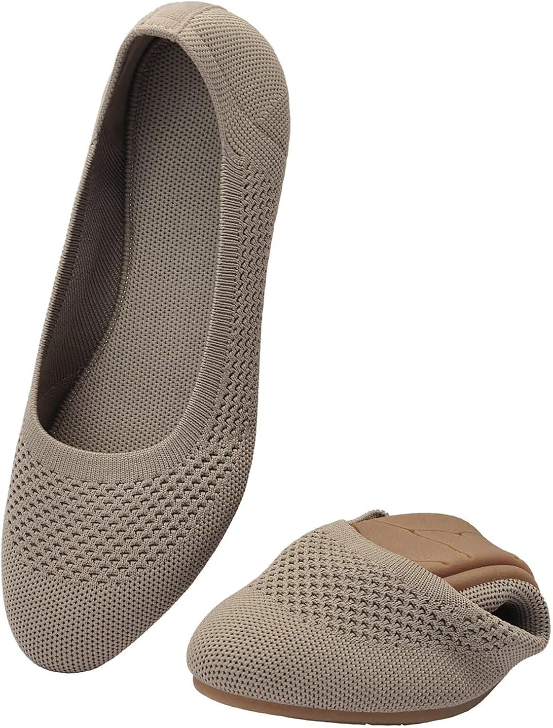 Puxowe Women’s Ballet Flat Shoes Round Toe Knit Slip On Ballerina Walking Flats Dress Shoes for Women