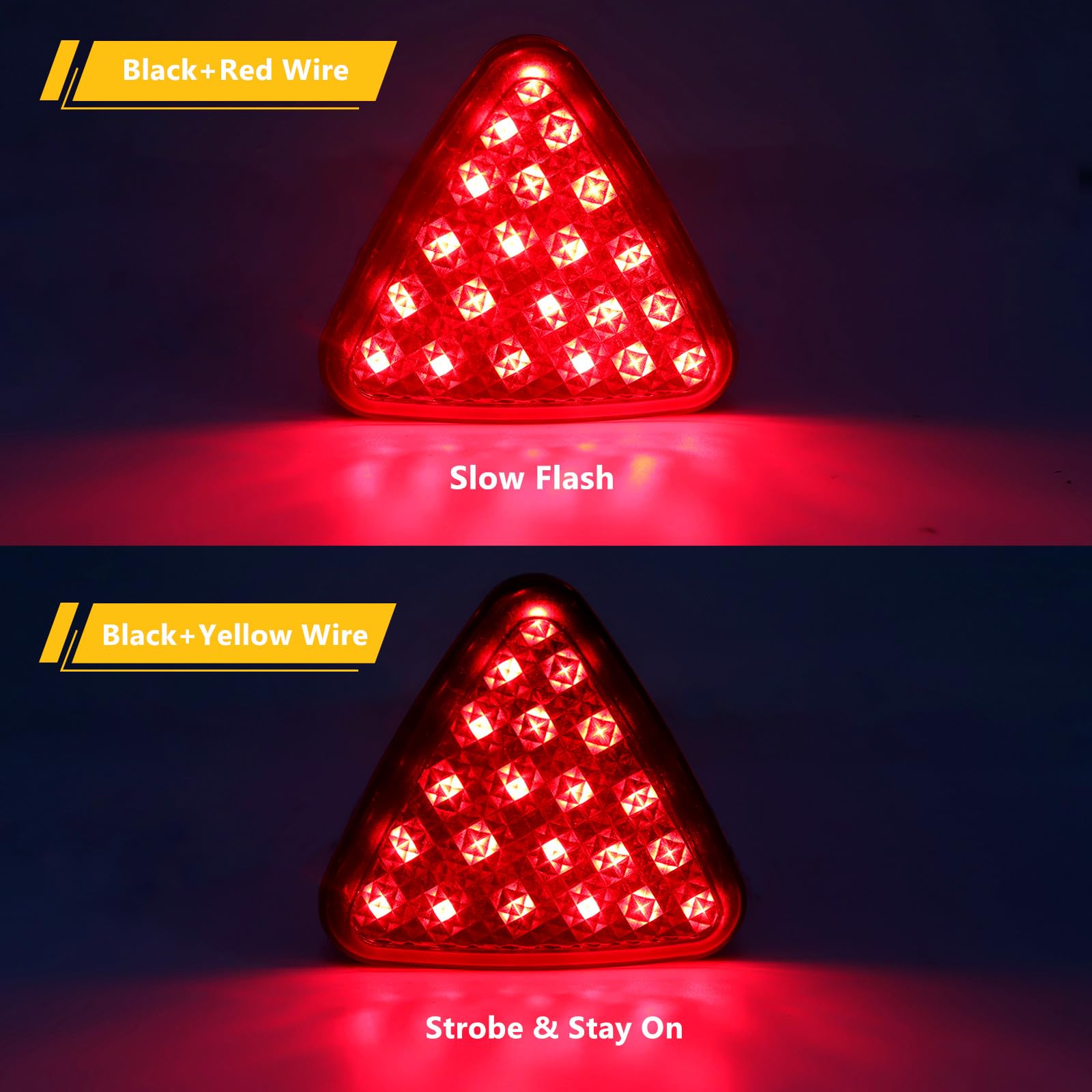 Car Rear Brake Stop Light, 12V Universal Triangle Tail Light Indicator for Car SUV Motorcycle (Black)