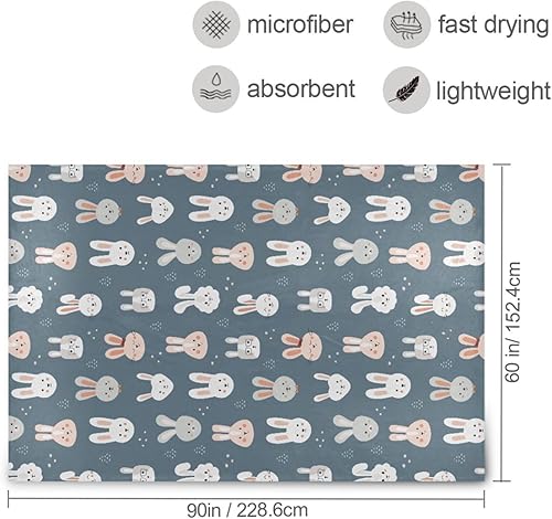 Miniatura 3 de Funny Bunny Faces on White Background Microfiber Flannel Blanket for Adults Kids, Warm Fall Blanket for Camping Travel Couch, 60x90 Inches Blankets