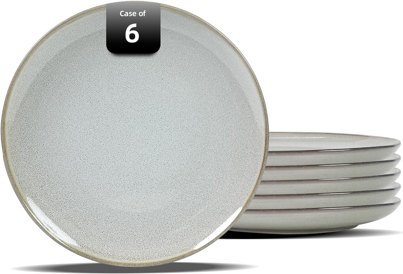 Organic Shape Highland Ceramic Dinner Plates, 6pcs 11.65 Inch Handmade Reactive Glaze Dinnerware Sets with Wavy Edge, for Kitchen, Microwave & Dishwasher Safe, Scratch Resistant-grey