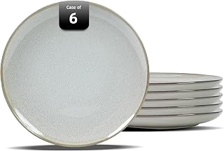 IRestaurantPlus Highland Organic Ceramic Dinner Plates Set of 6 - 11.65" Handmade Reactive Glaze, Wavy Edge, Scratch-Resistant Grey Dinnerware