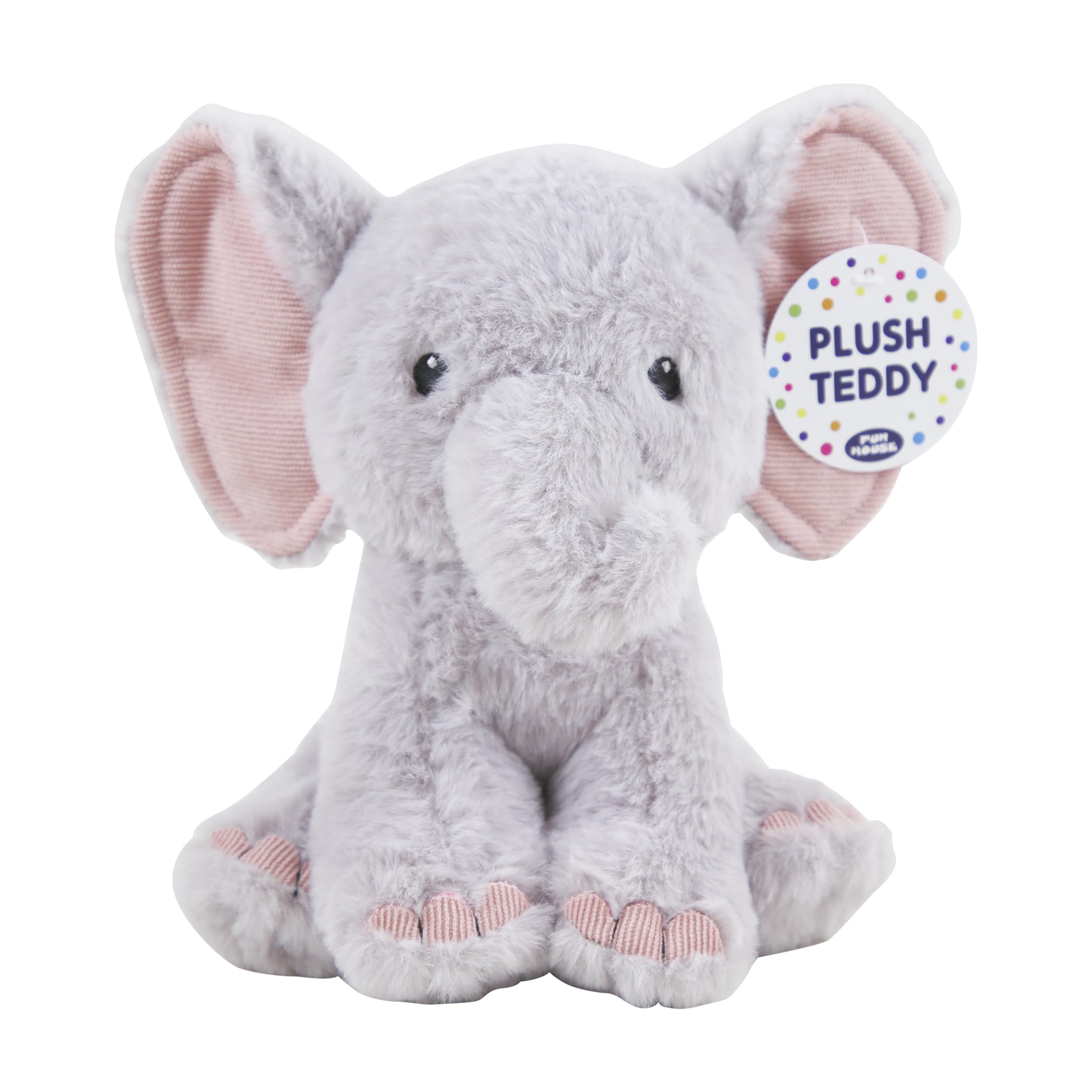 Eurowrap 8" Plush Elephant Teddy Bear Toy - Grey - Soft Plush Toy - Perfect for Children Gifts, Birthdays, for Kids