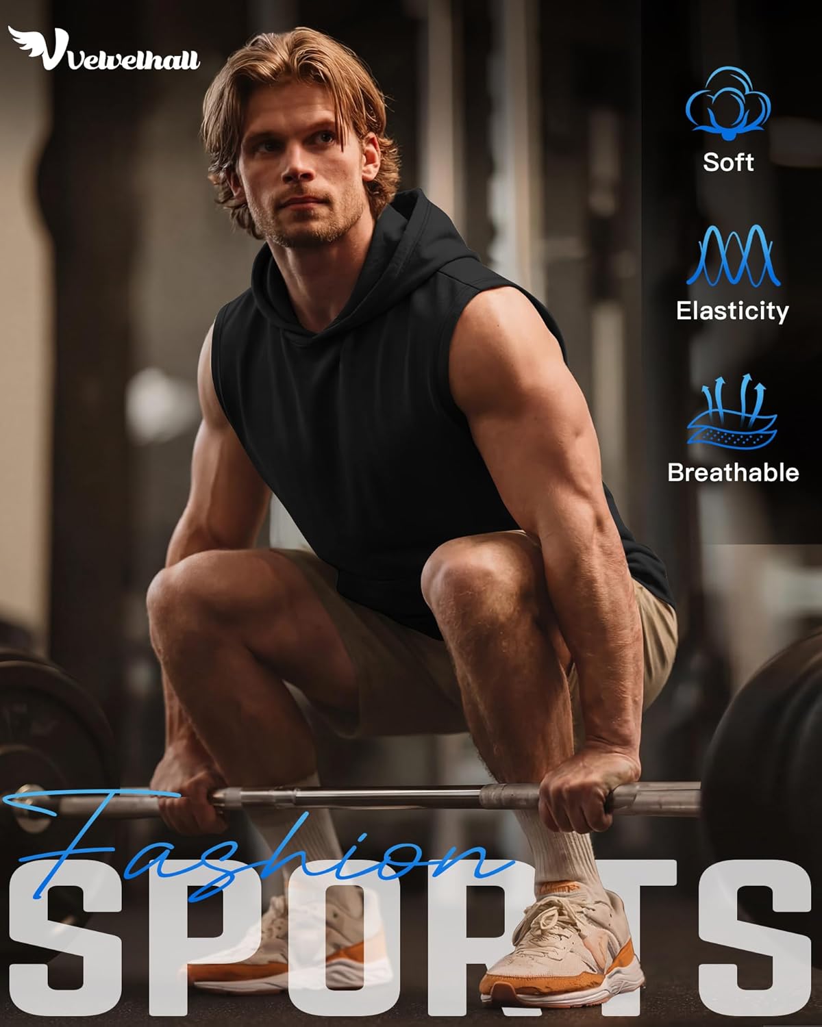 3 Pack Men's Big & Tall Workout Hooded Tank Tops, Sleeveless Gym Hoodies Bodybuilding Muscle Cut Off Shirts