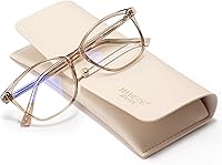 Madison Avenue Coffee Brown Blue Light Blocking Glasses for Women - Anti-Eyestrain UV Glare Protection, TR90 Frame with Leather Case