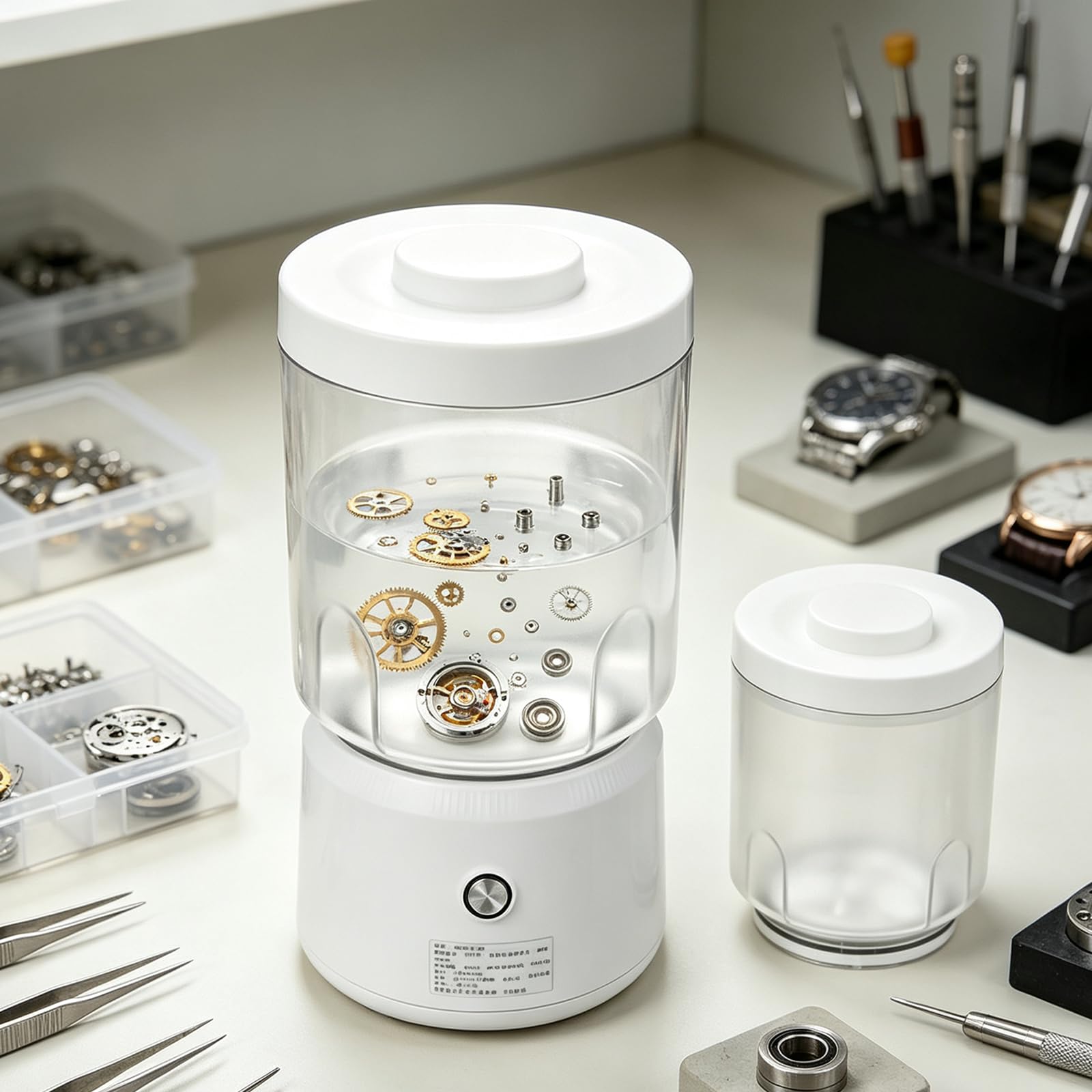 Limpiador Transparente de Piezas de Reloj Lavadora Automática de Movimiento: Herramienta de Precisión y Desengrasante para Relojeros Joyas