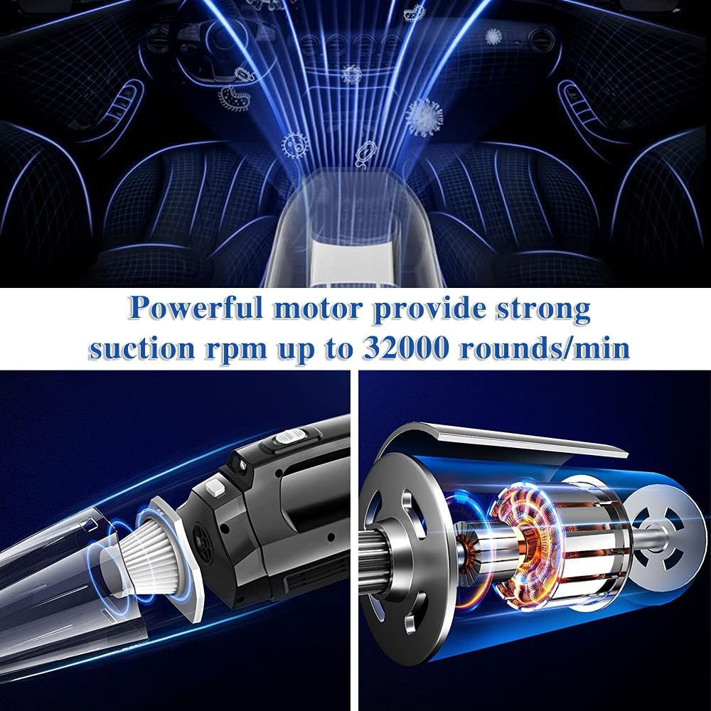 Car Vacuum Cleaner Tire Inflator,4-in-1 Portable Vacuum Cleaner for Car - with LCD Display and LED Light 12V DC Wet/Dry Wet/Dry Handheld Cleaner (Digital Display) : Automotive