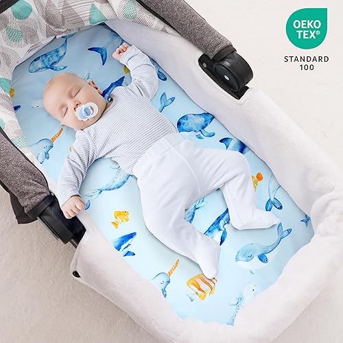 Miniatura 9 de david's kids Paquete de 3 sábanas para cuna mini, paquete premium N Play, sábanas neutrales para niños y niñas, suaves y transpirables, para