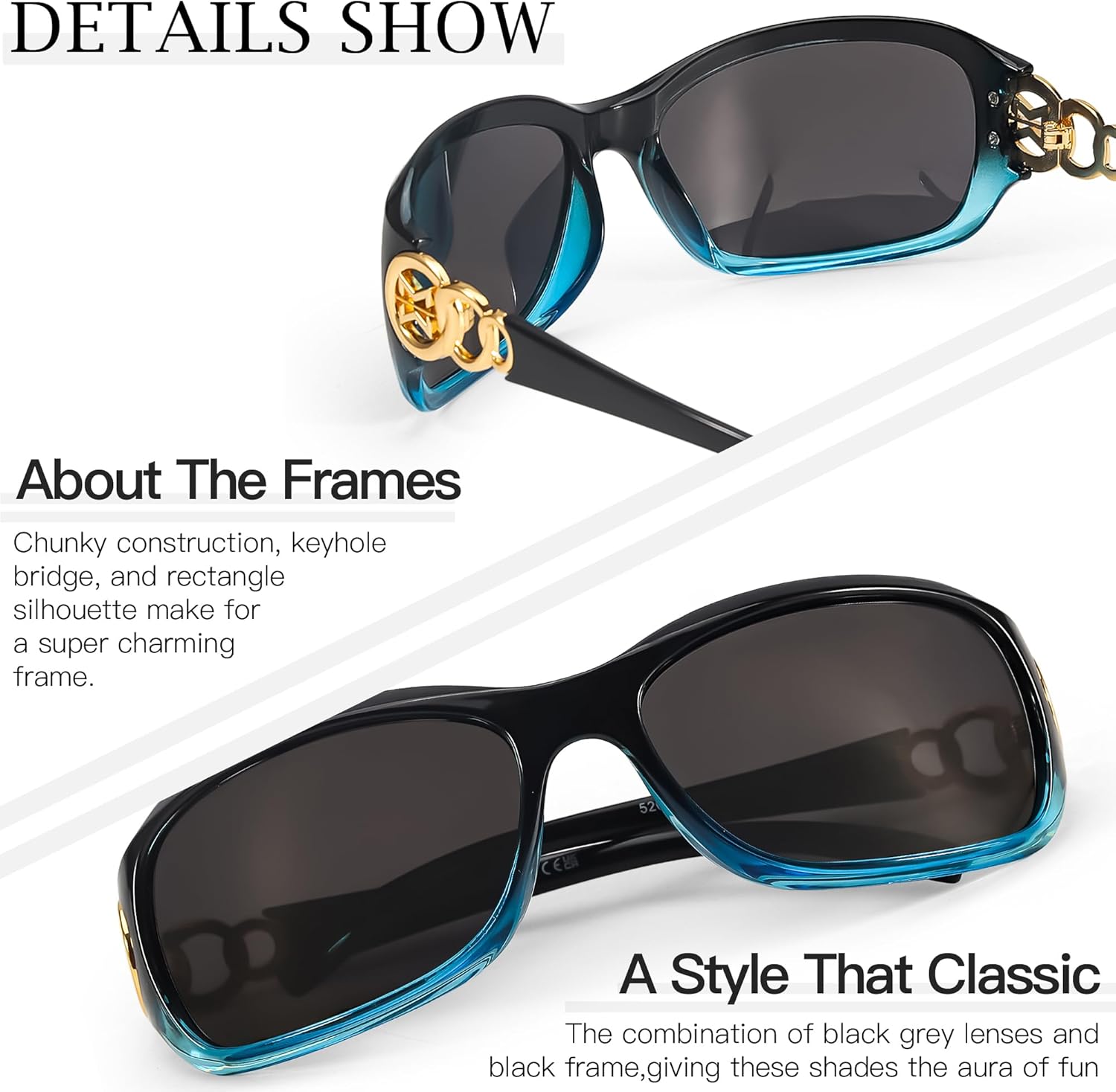 SIPHEW Women's Polarized Sunglasses - Wrap Around Stylish Rectangular Frame w UV Protection Sun Glasses for Women - Image 5