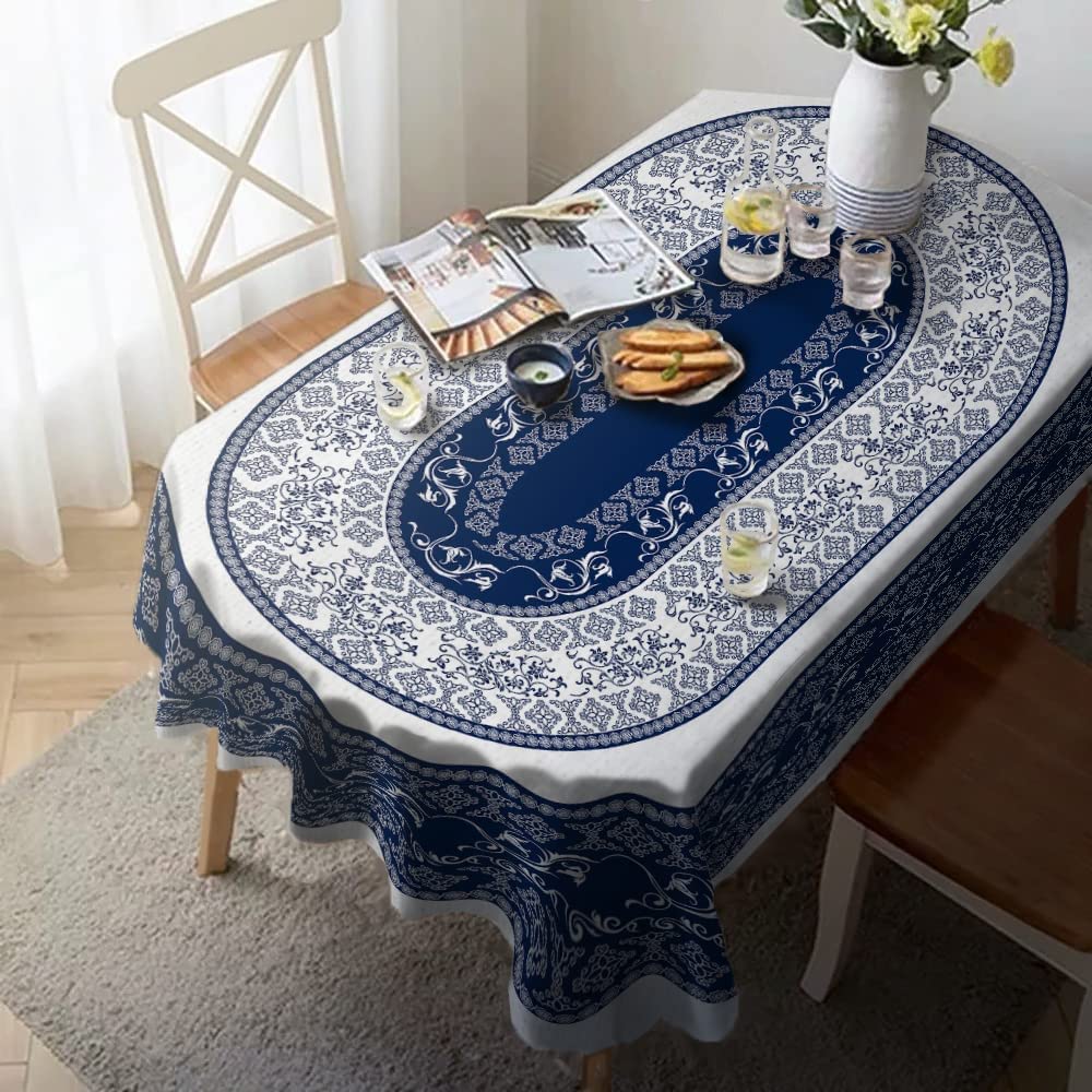 Virtumob Bohemian Oval Tablecloth 60x84inch,Tablecloth Farmhouse Water Proof Polyester Table Cloth,Elegant Retro Bohemian Style Design Table Cloth for Dining/Party/Outdoor Decoration - Image 2