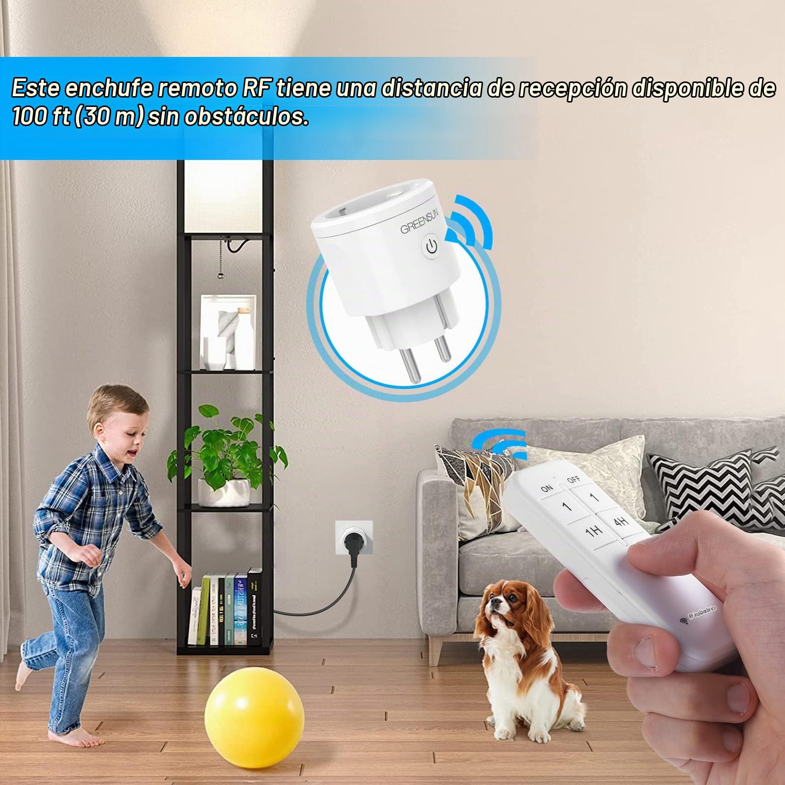 Enchufe con Mando a Distancia - GreenSun Enchufe Inteligente con Mando Interruptor Inalambrico Temporización 16A 3600W