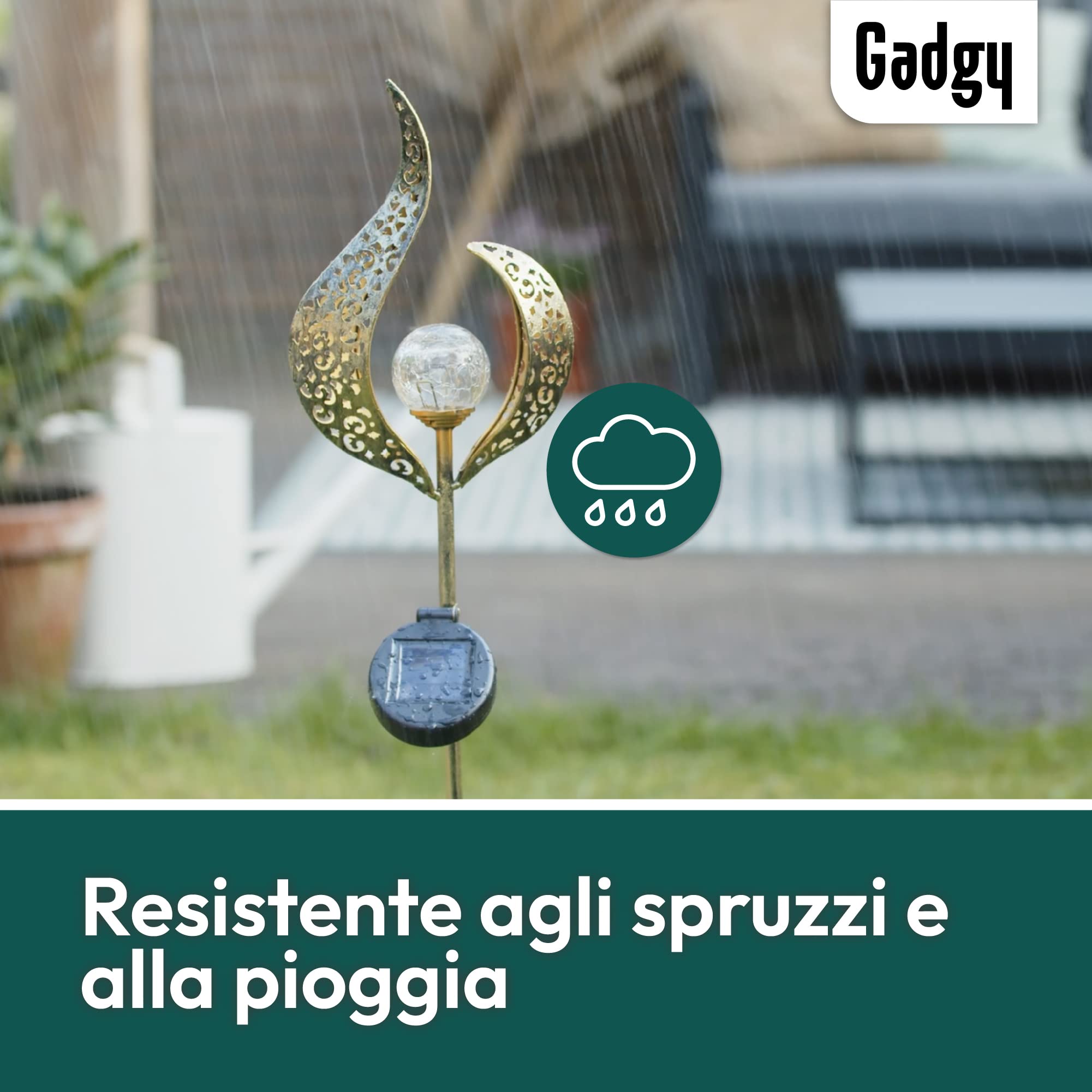 Gadgy Set di 2 Luci Solari da Giardino Effetto Fiamma LED – Lampade Decorative da Esterno Impermeabili per Patio, Balcone e Giardino – Illuminazione Solare Automatica
